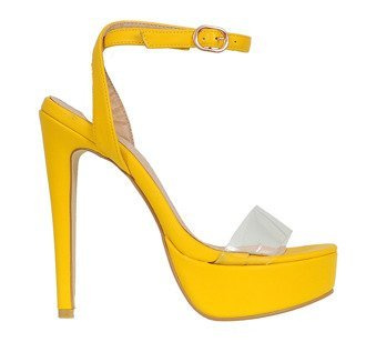 Transparentne sandały na platformie neonowe żółte