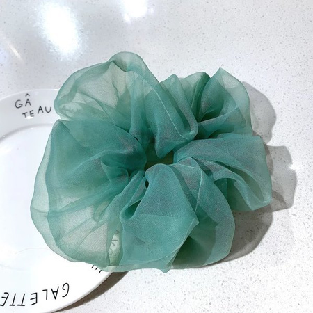 GUMKA scrunchie aksamitka tiulowa zieleń XXL