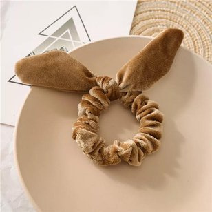 Scrunchies gumka do włosów 1szt uszy królika beż