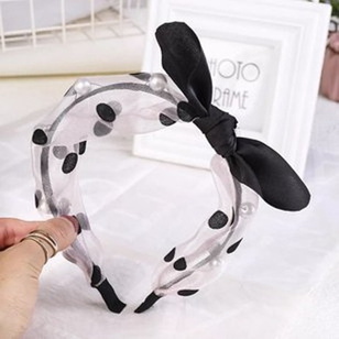 Oryginalna opaska do włosów  z kokardką ecru