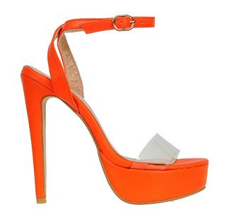 Transparentne sandały na platformie neonowe orange