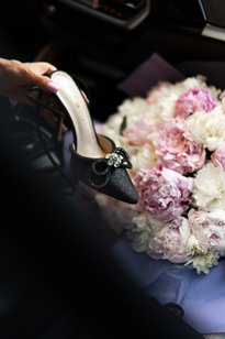 Diamond heel sandals black bow glitter black