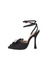 Diamond heel sandals black bow glitter black